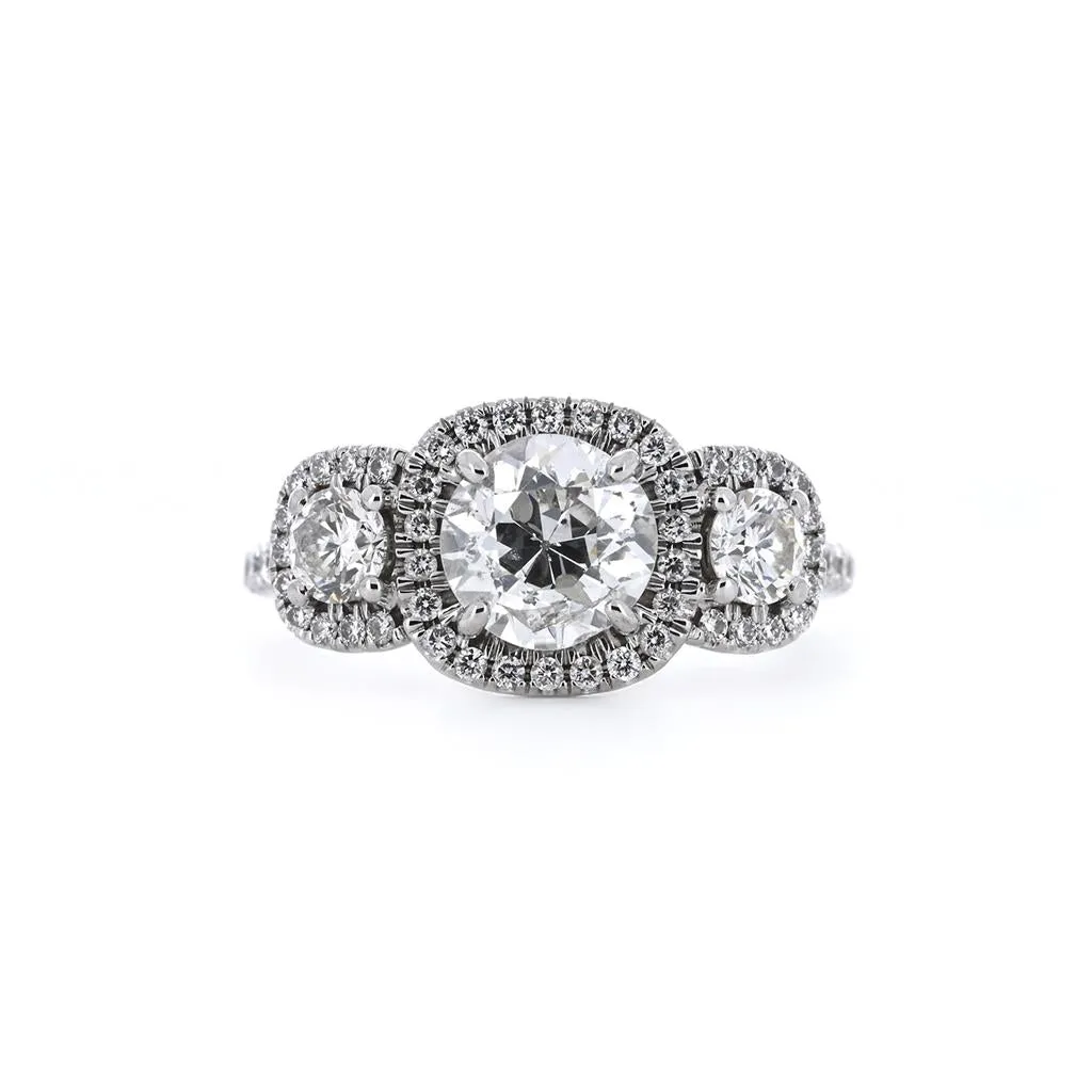 2.39ctw Three-Stone Diamond Engagement Ring - White Gold