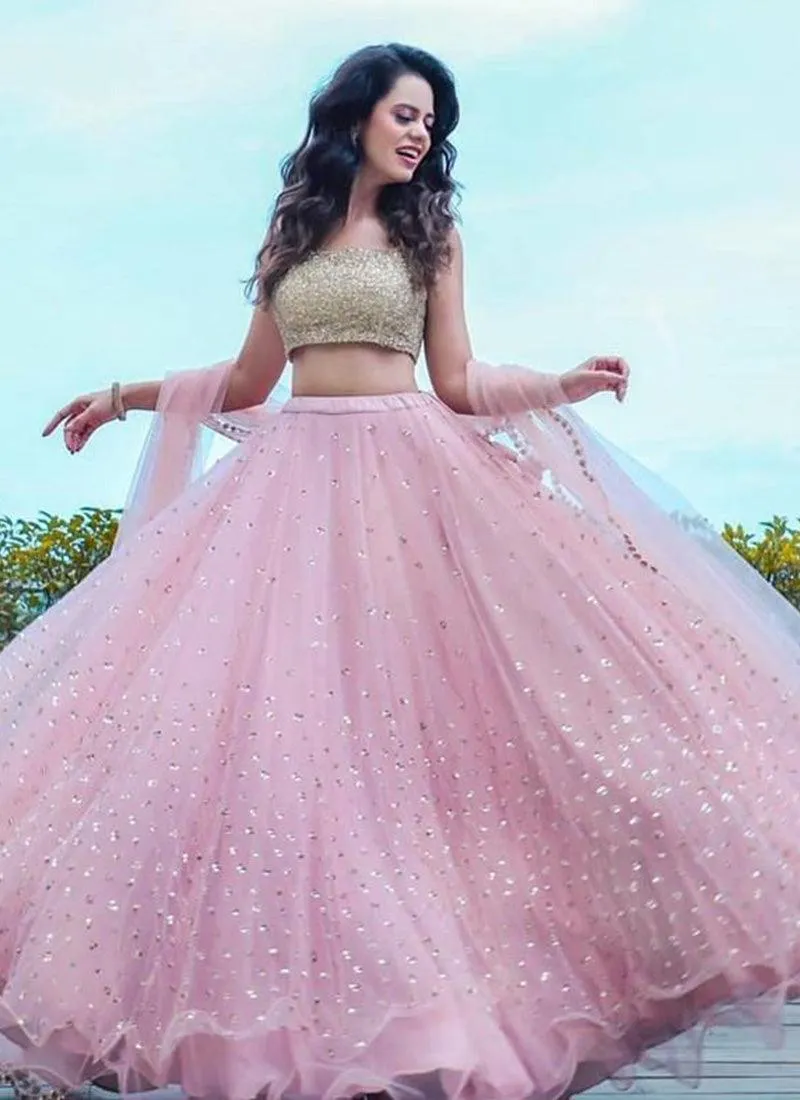 Amazing Pink Color Designer Party Wear Soft Net Base Lehenga Choli