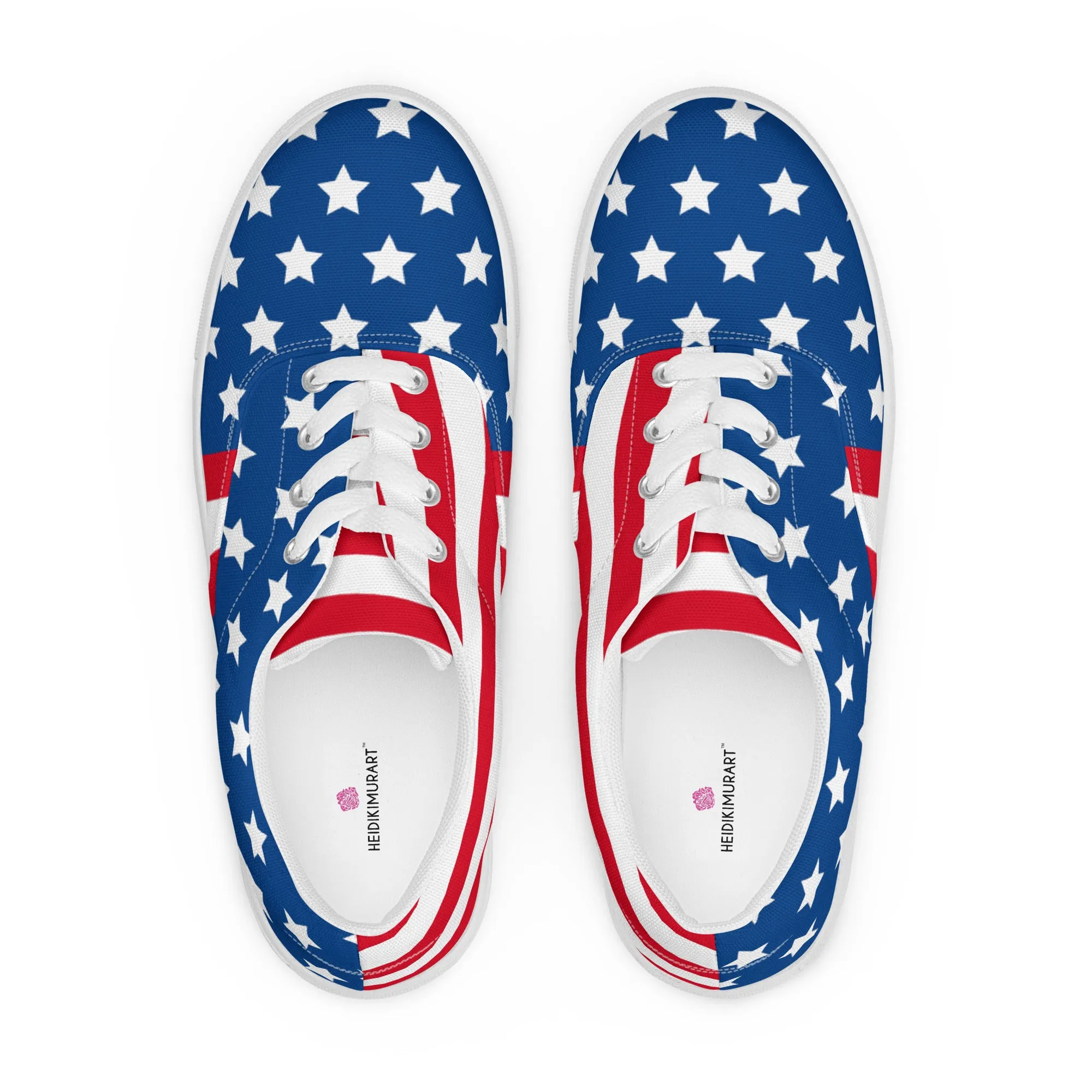 American Flag Men's Low Tops, US Flag July Forth Best Designer Men’s Lace-up Canvas Shoes (US Size: 5-13)