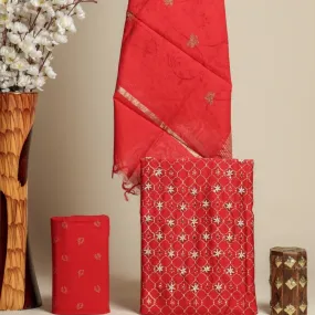 Appealing Zardosi Work Chanderi Silk Suit Set with Embroidered Viscose Dupatta (GOTA314)