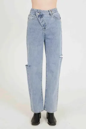 Ariana Wrap Front Fly Wide Leg Jeans