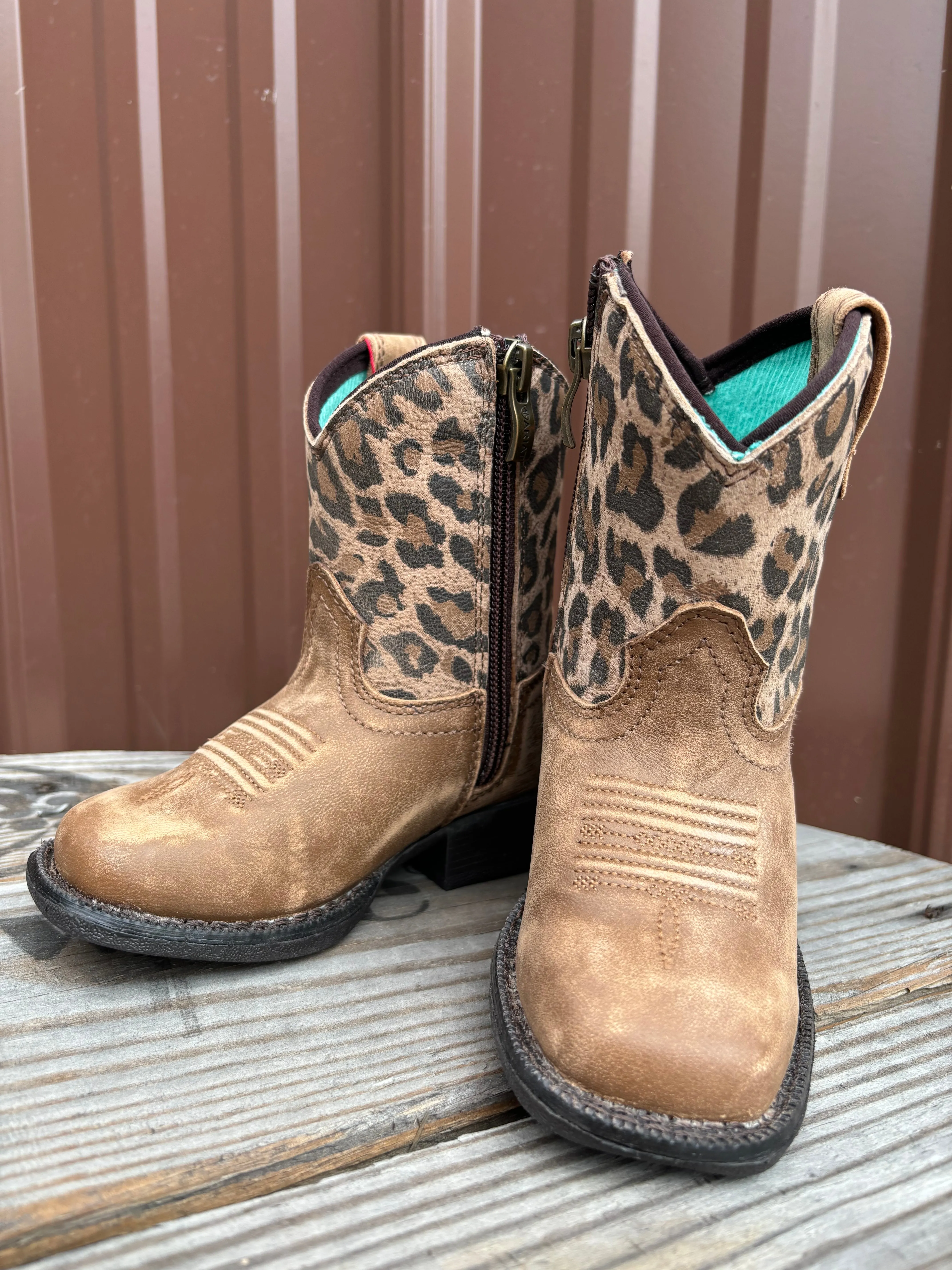 Ariat Lil' Stomper Toddler Savanna Brown Leopard Print Western Cowboy Boot A441003475