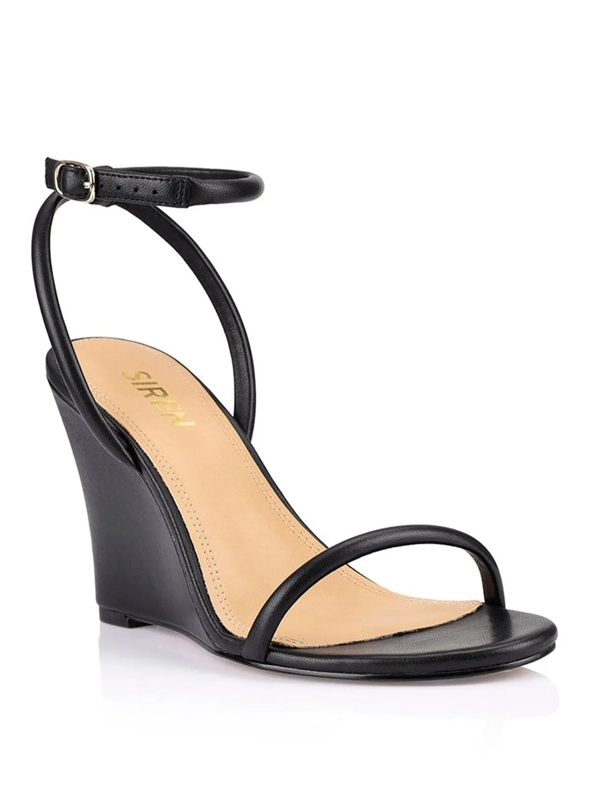 Bebe Wedge Sandals - Black Leather