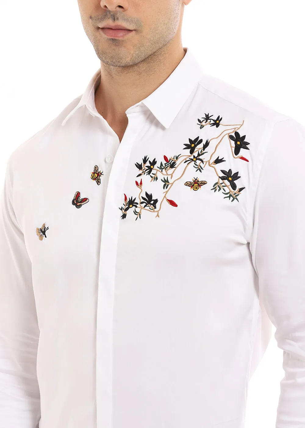 Beeclub Needle Work White Shirt