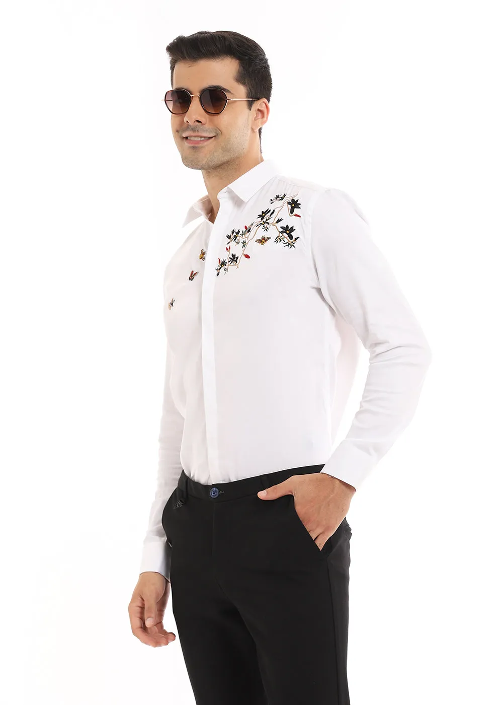 Beeclub Needle Work White Shirt