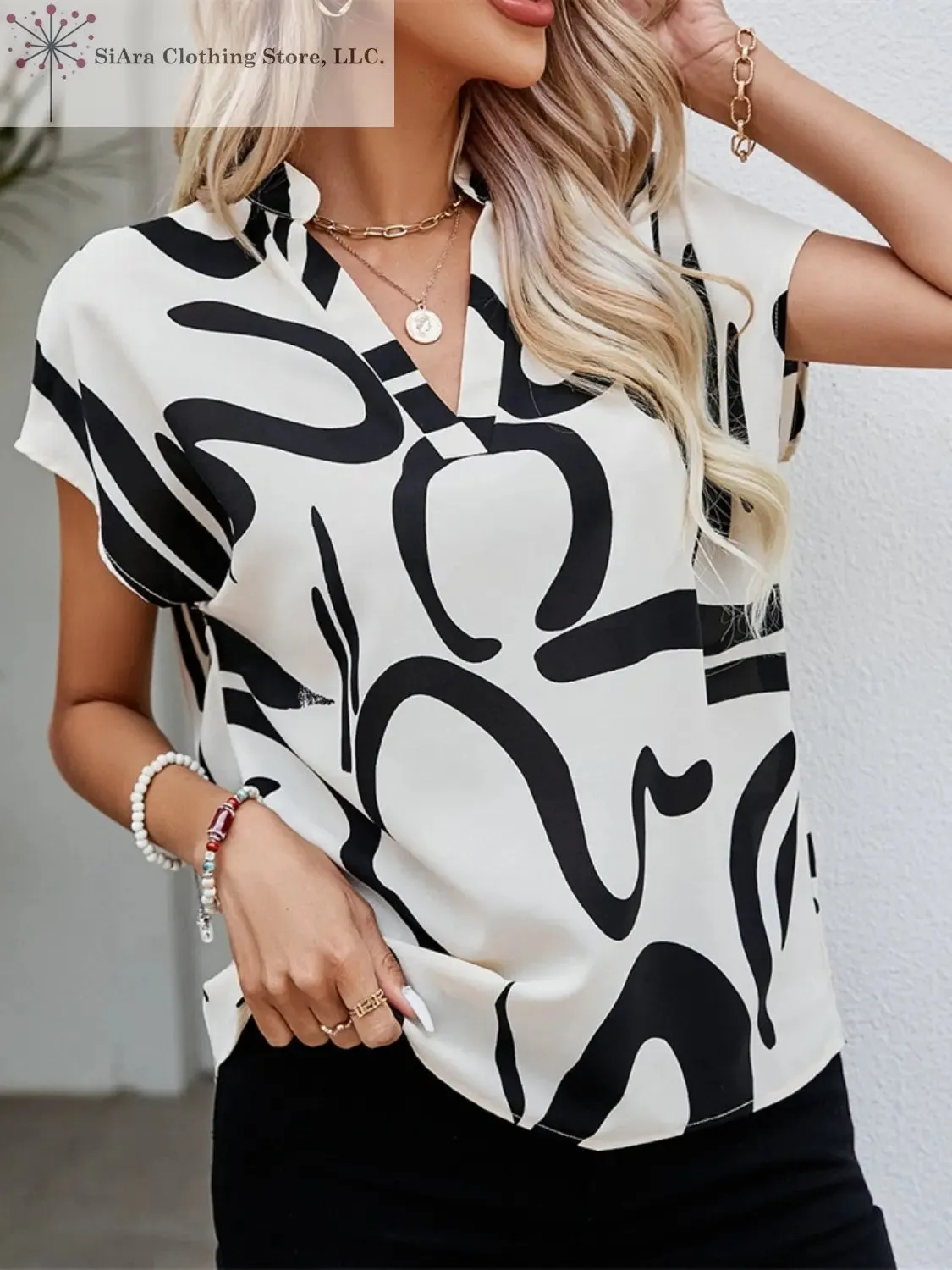 Black and White Printed Blouse