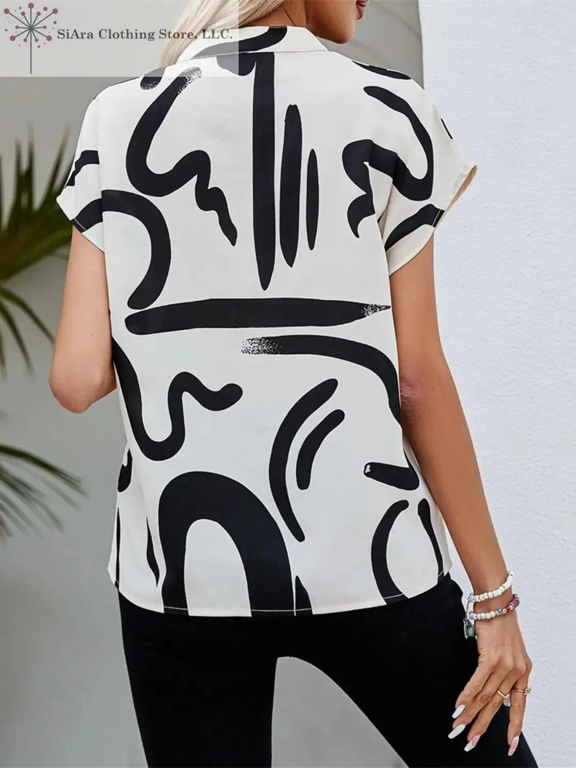 Black and White Printed Blouse