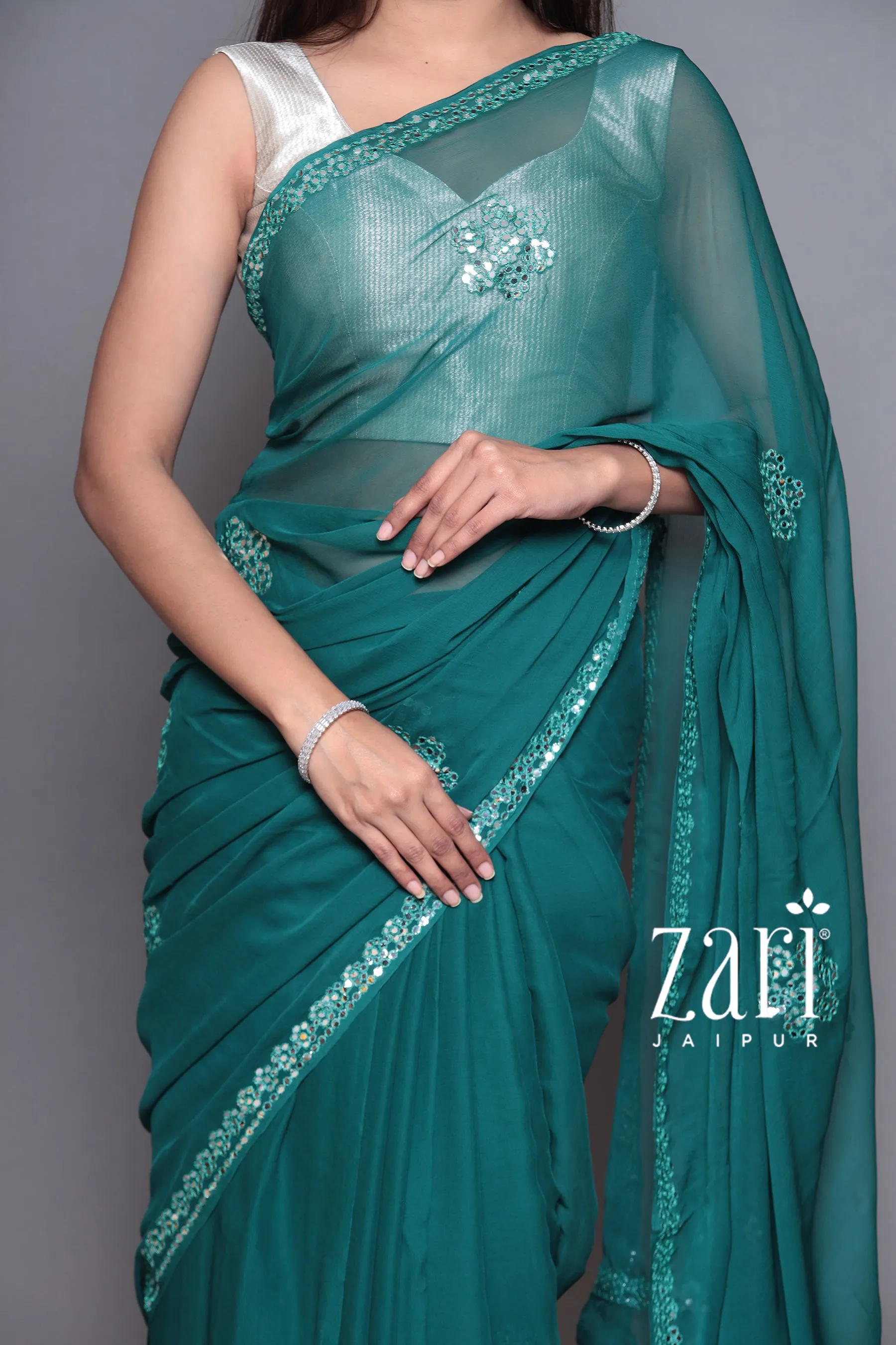 Chiffon Saree with Foil work.