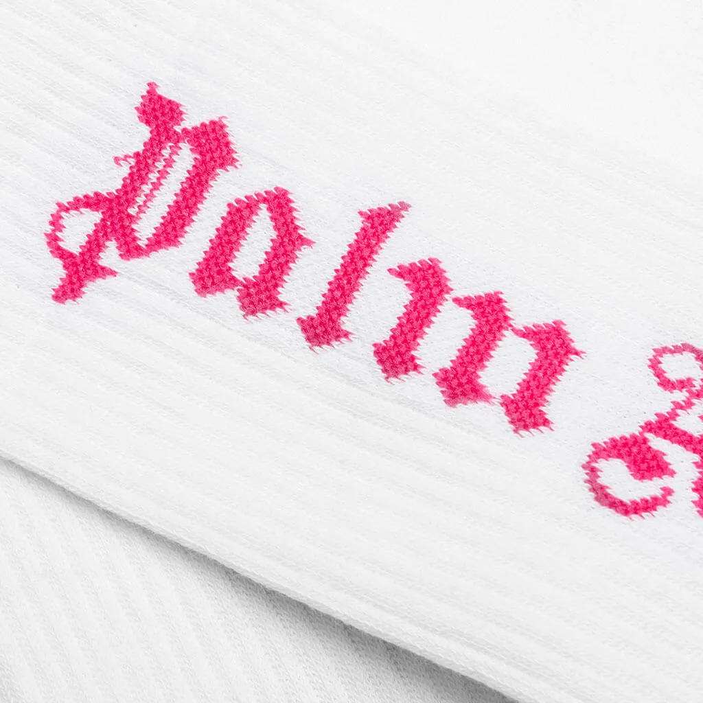 Classic Logo Socks - White/Fuchsia