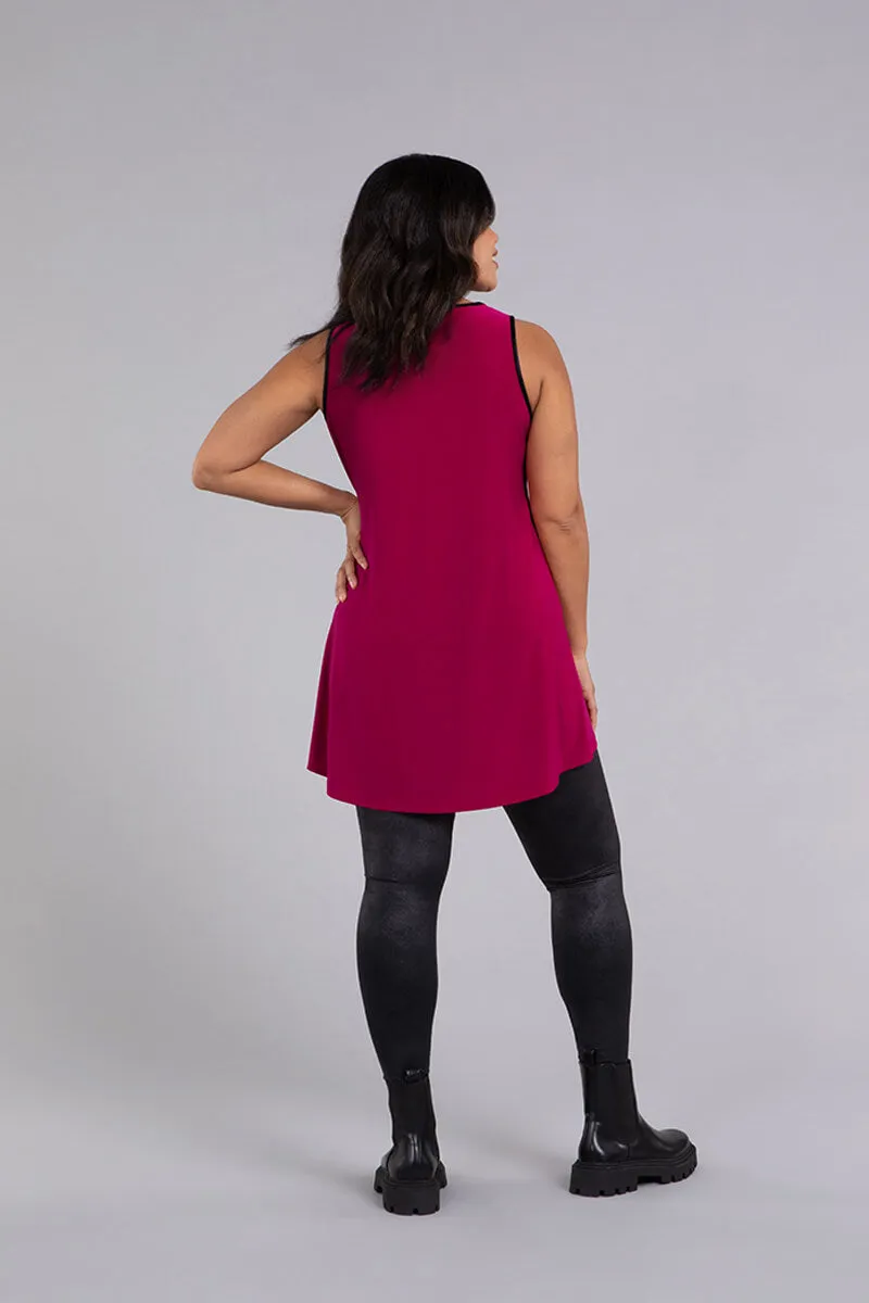 Colour Block Patch Pocket Sleeveless Tunic | Magenta/Ivory