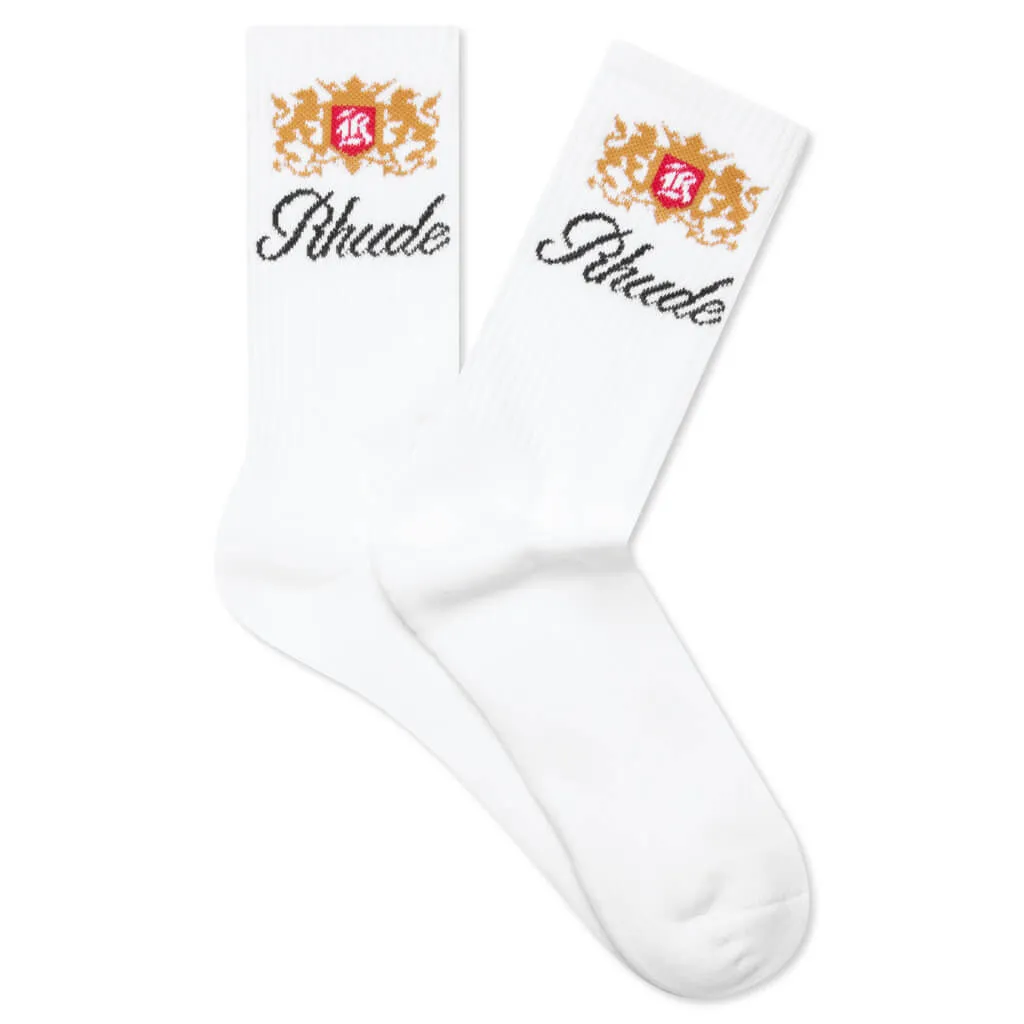 Crest Logo Sock - White/Gold