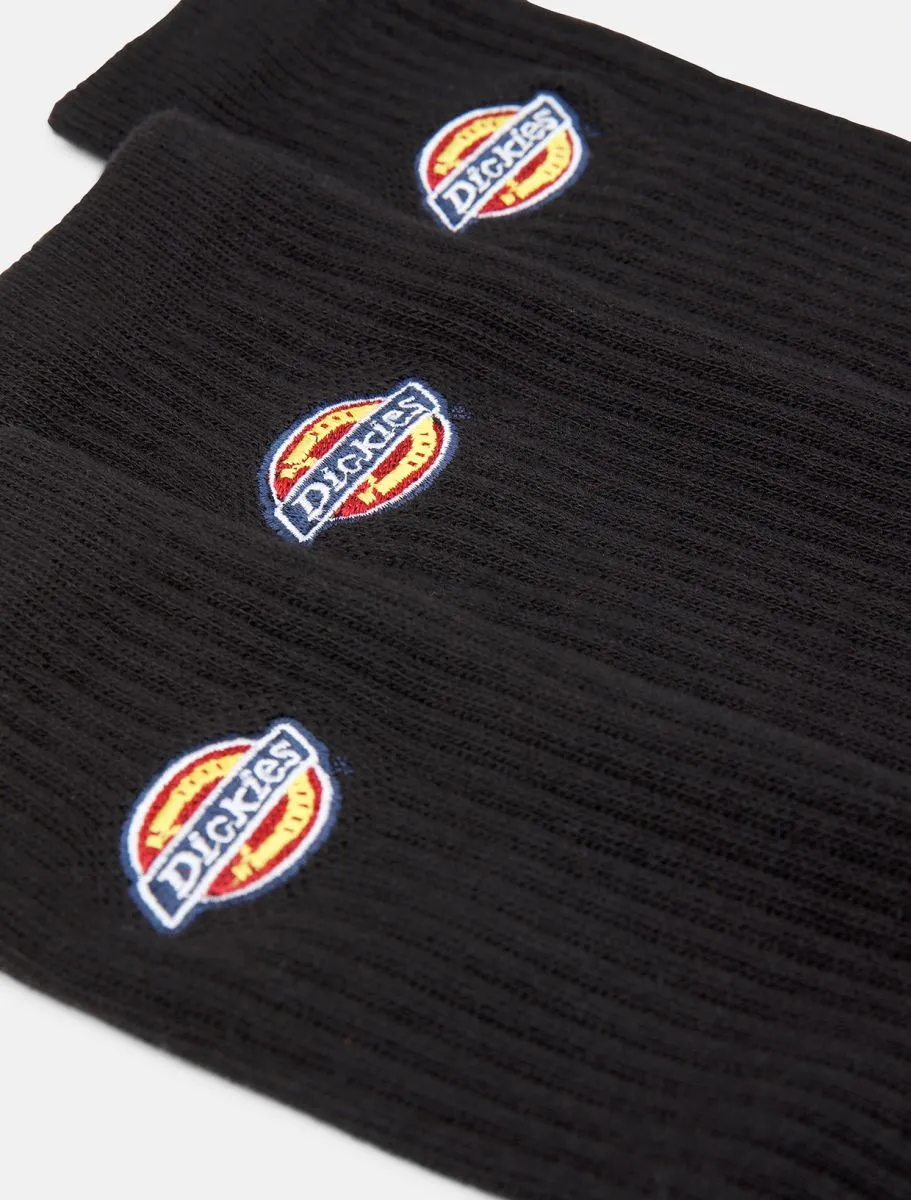 Dickies Unisex socks with Valey Grove logo DK0A4X82BLK black pack of 3 pairs 