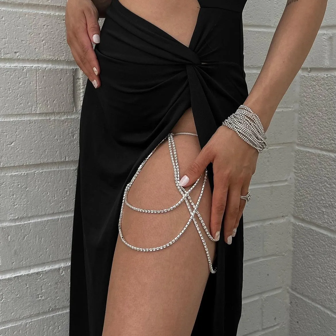 Drippin Glam Rhinestone Leg Chain