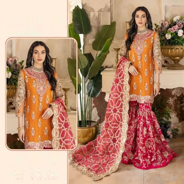 Ethnic Wear Fox Georgette Heavy Embroidery Plazzo Suit