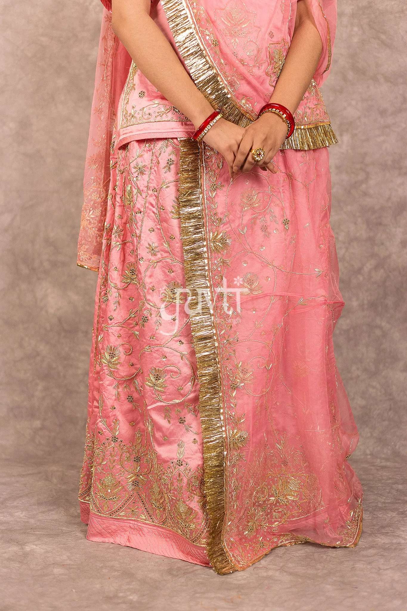 Gajri Pink Zardozi work Poshak