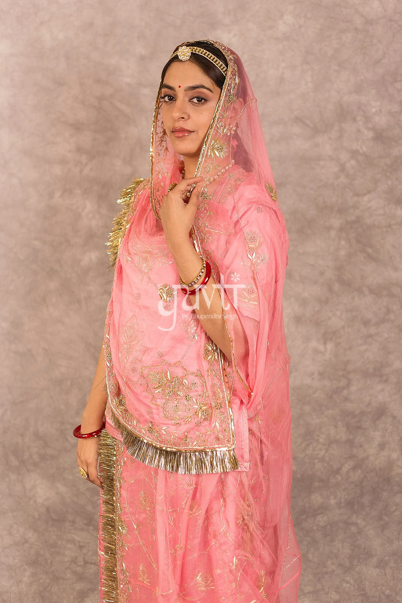 Gajri Pink Zardozi work Poshak