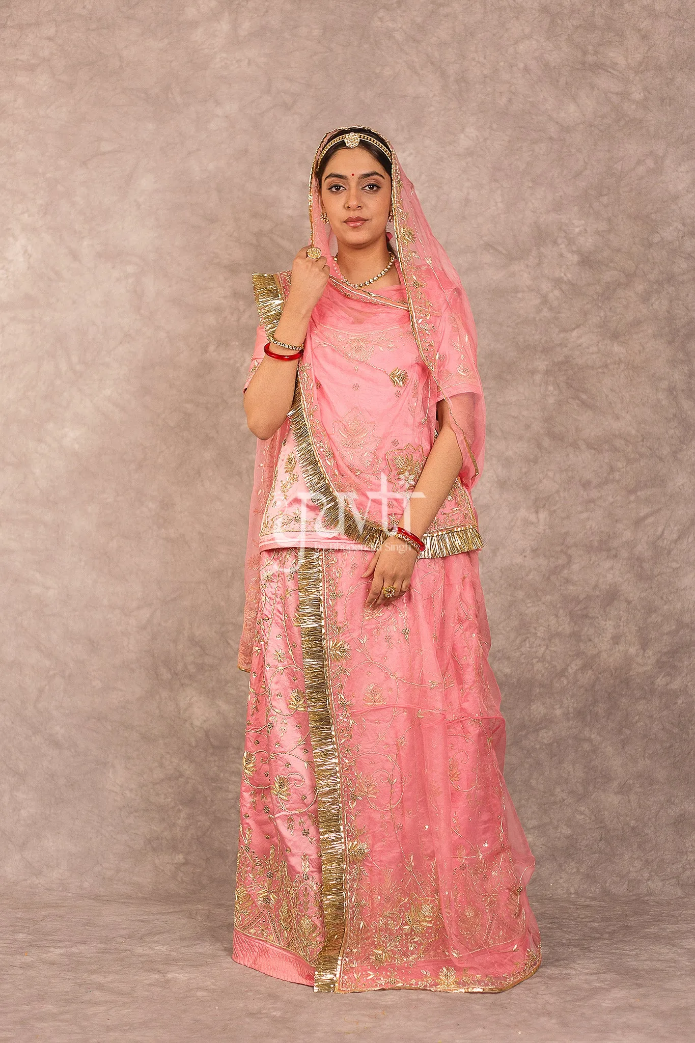 Gajri Pink Zardozi work Poshak