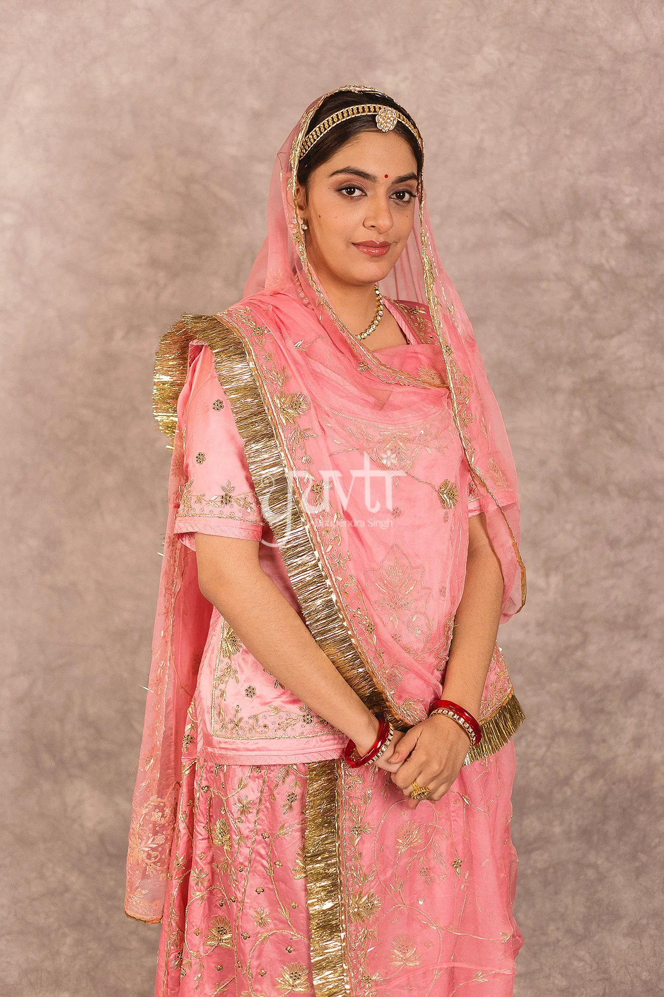 Gajri Pink Zardozi work Poshak