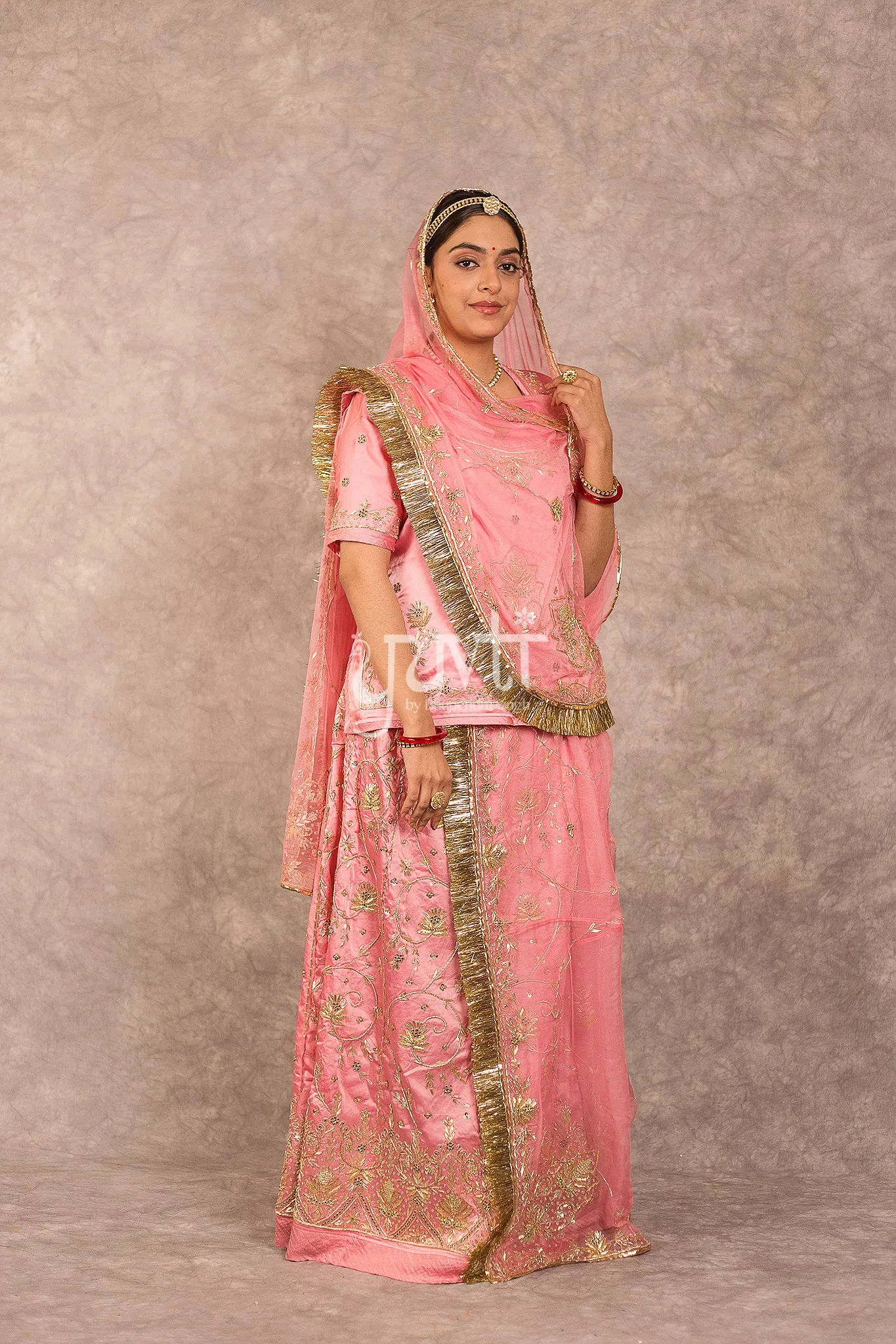 Gajri Pink Zardozi work Poshak