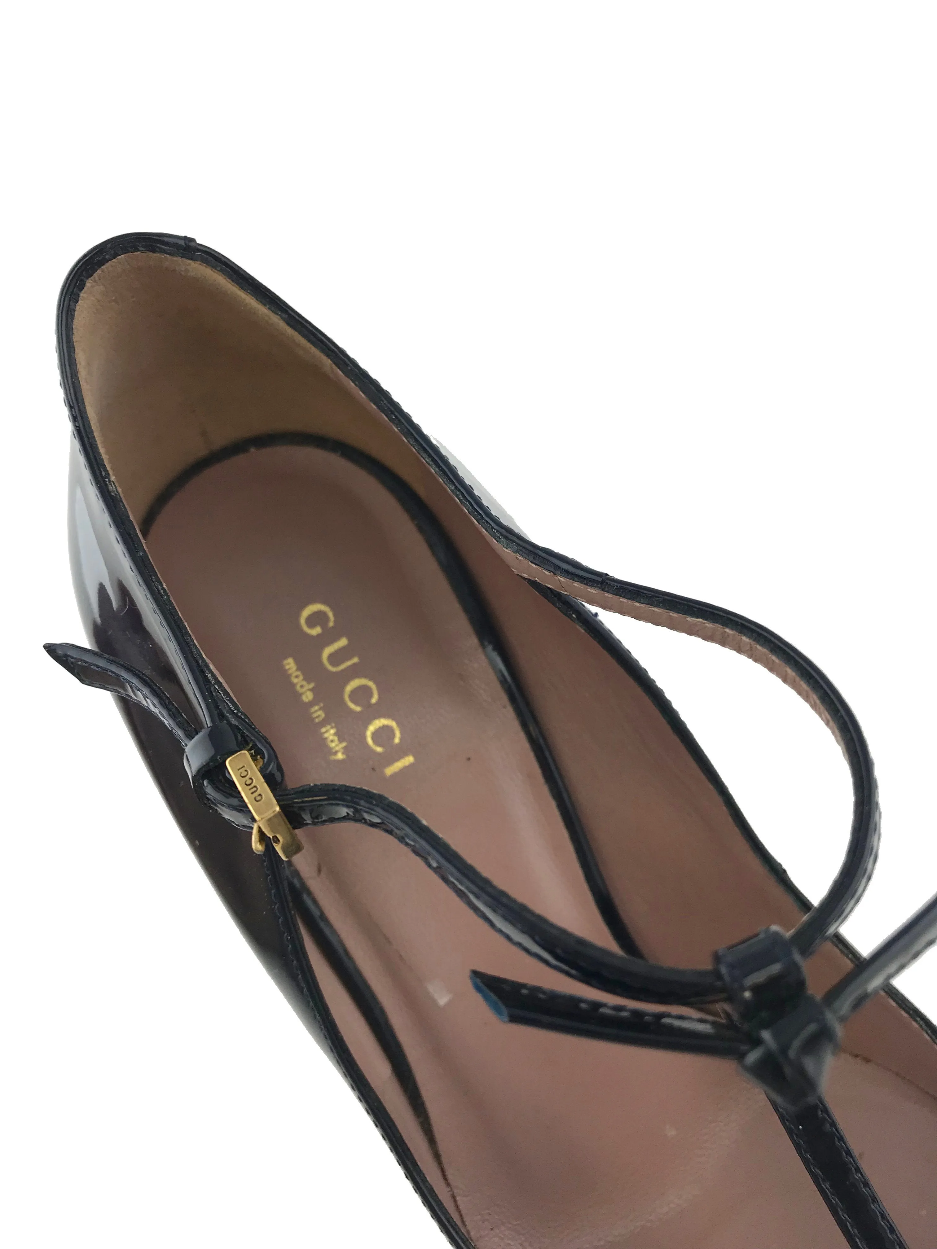 Gucci Beverly T-Strap Patent Pumps Size 6