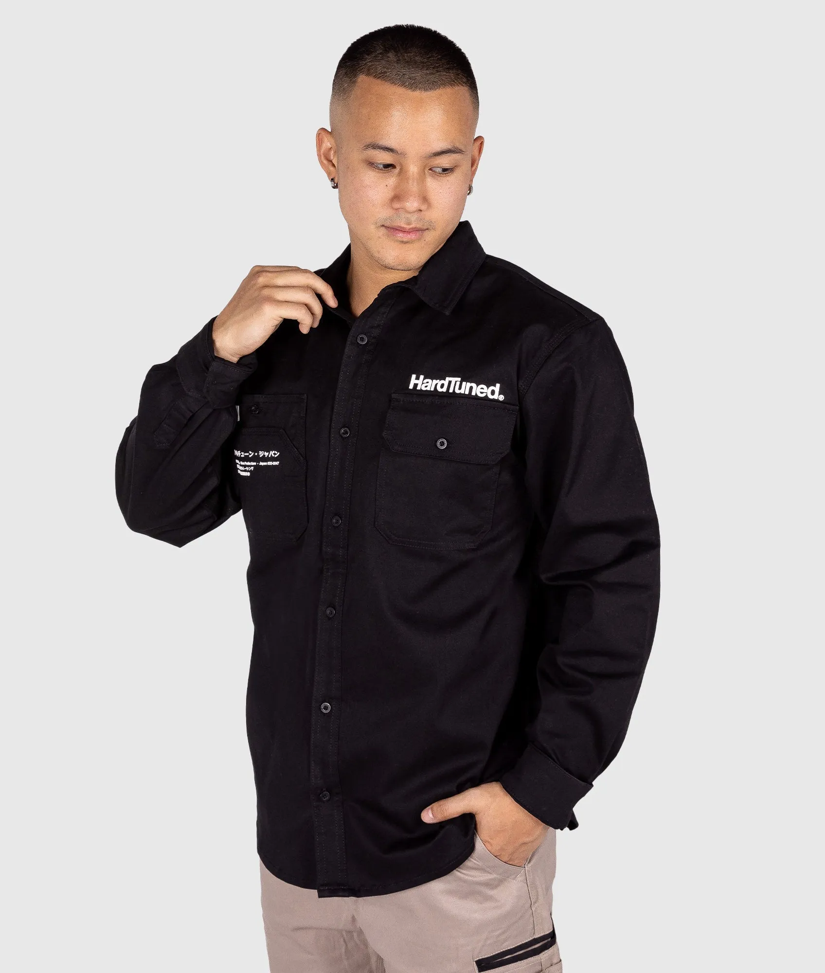 Hardtuned Long Sleeve Work Shirt - Black