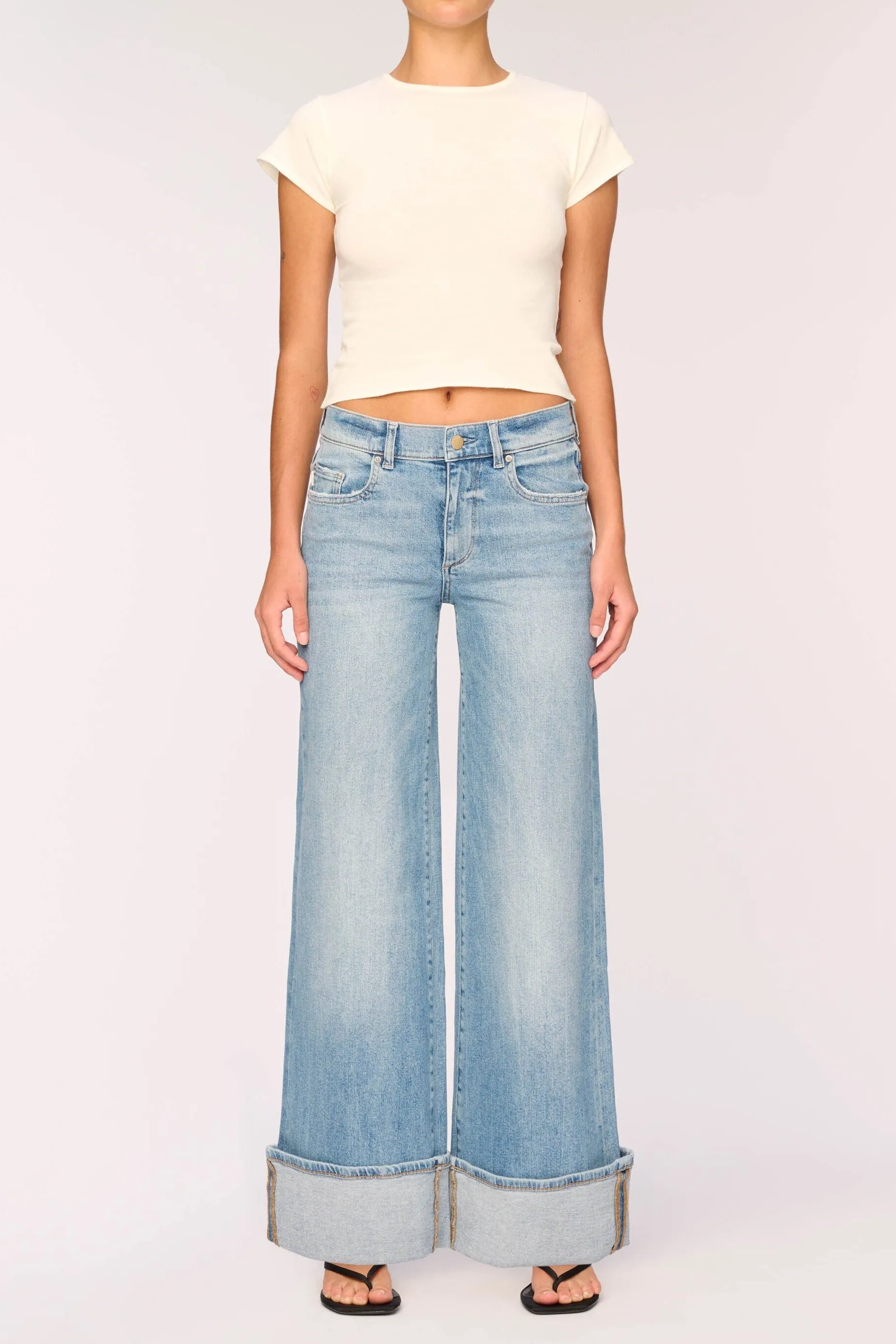 Hepburn Wide Leg Cuffed Jeans