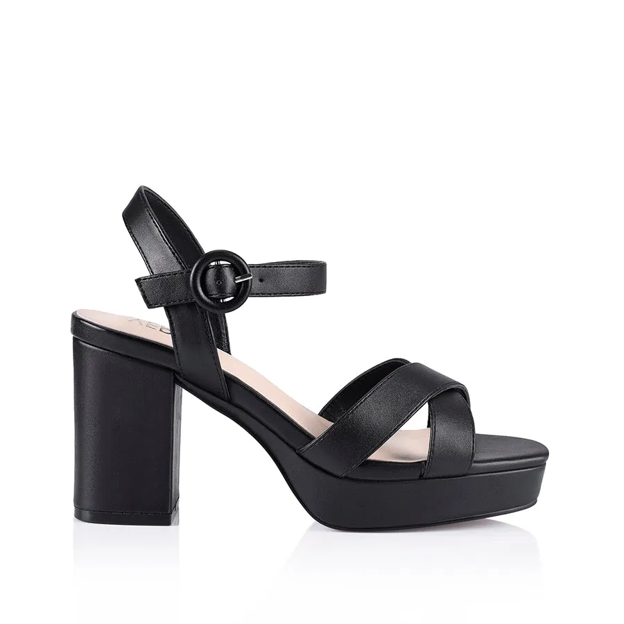 Heppell Platform Heels - Black Smooth