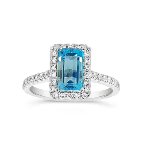 Irisa by Martin Binder Aquamarine & Diamond Halo Ring