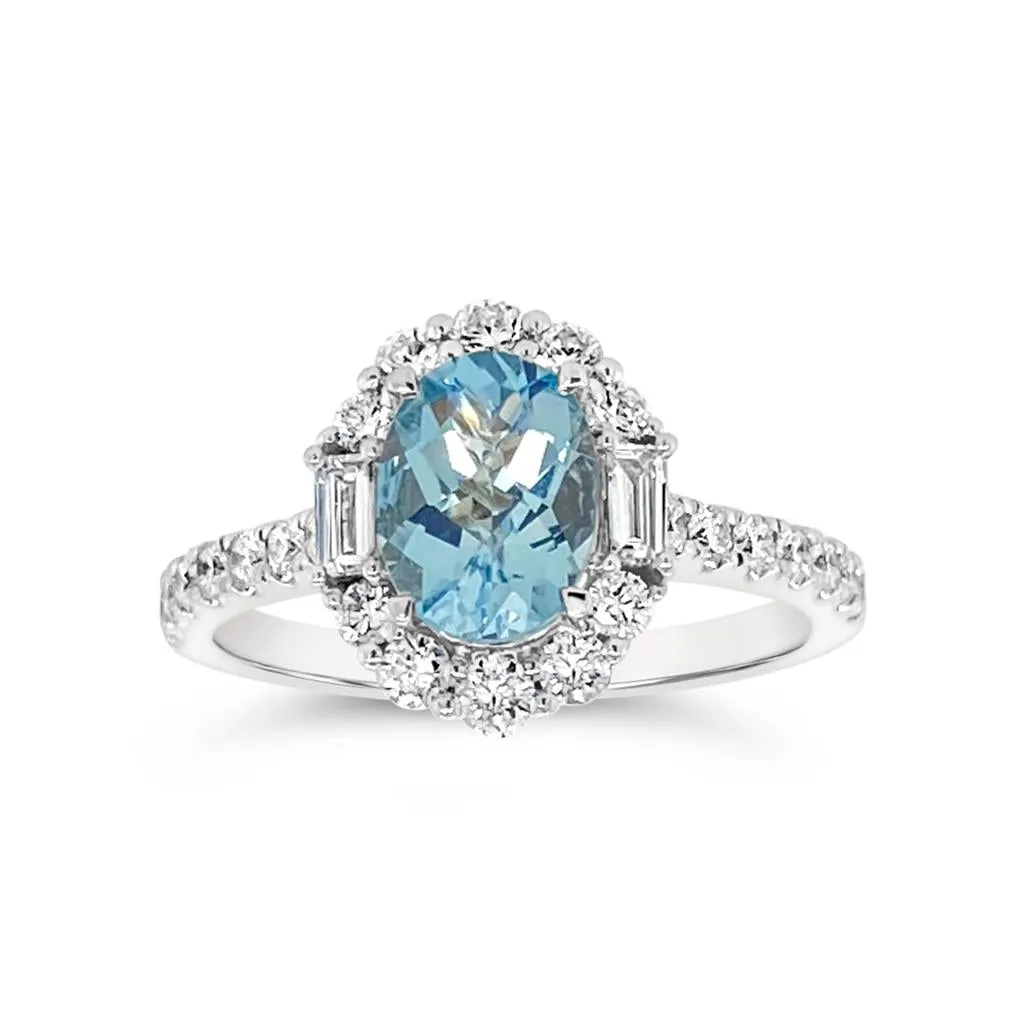 Irisa by Martin Binder Aquamarine & Diamond Unique Halo Ring