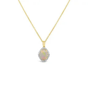 Irisa by Martin Binder Opal & Diamond Oval Halo Pendant Necklace