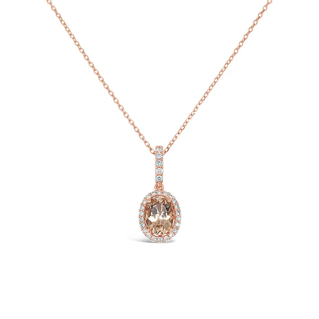 Irisa by Martin Binder Oval Morganite & Diamond Halo Necklace