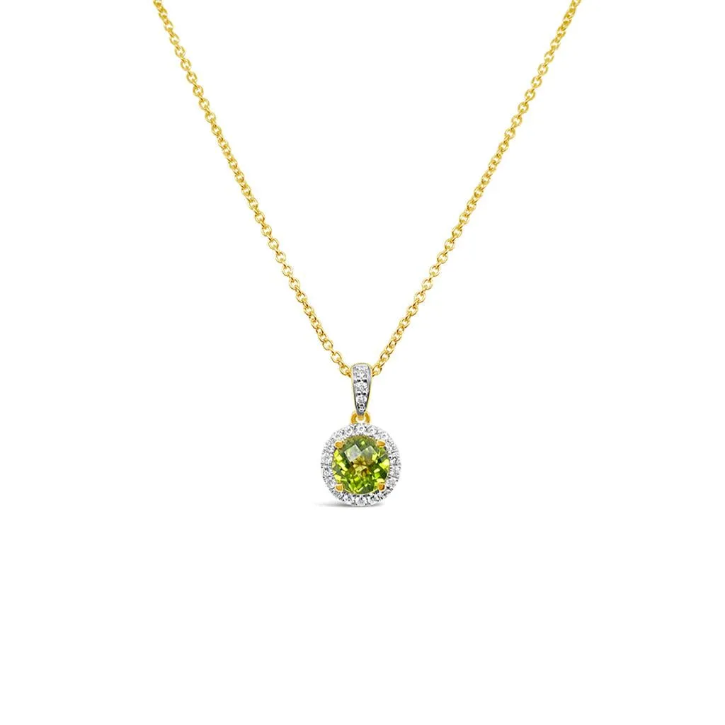 Irisa by Martin Binder Peridot & Diamond Halo Pendant Necklace