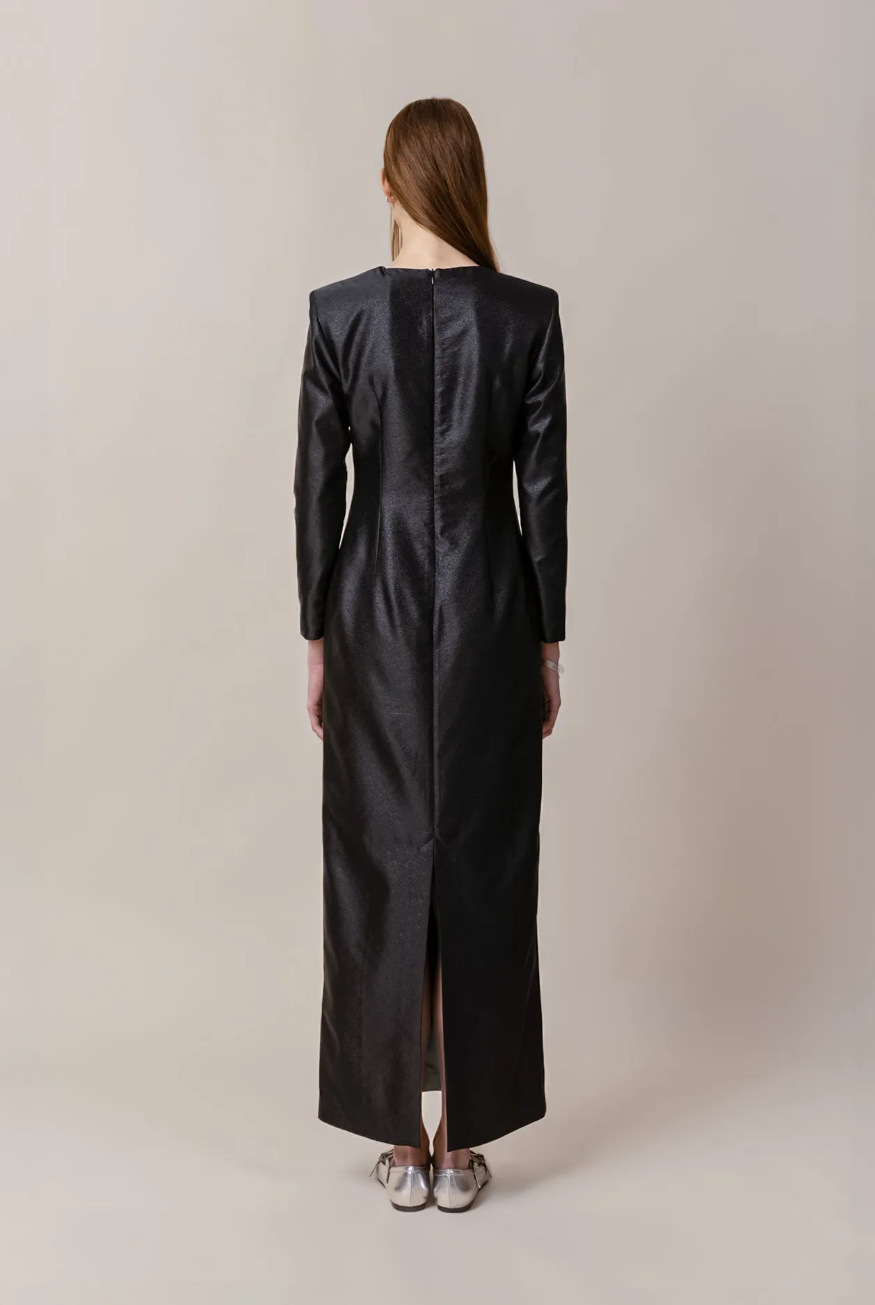 KAAMOS maxi dress in shimmering black