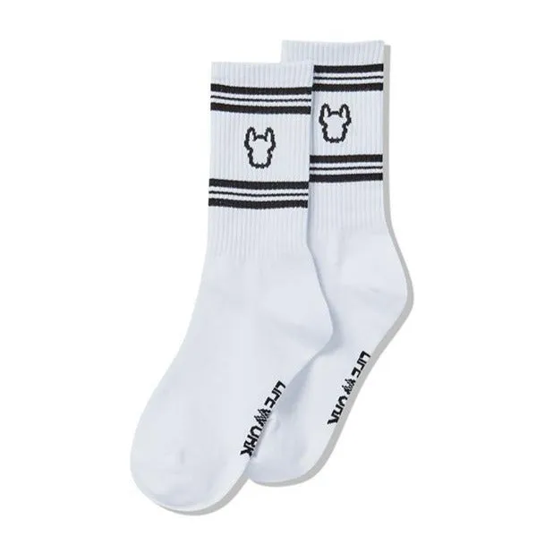 LifeWork Striped Outline Crew Socks White