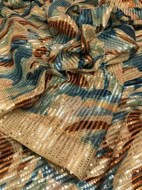 Light Sandalwood Color Designer Net Saree with Sequin Work and Digital Print