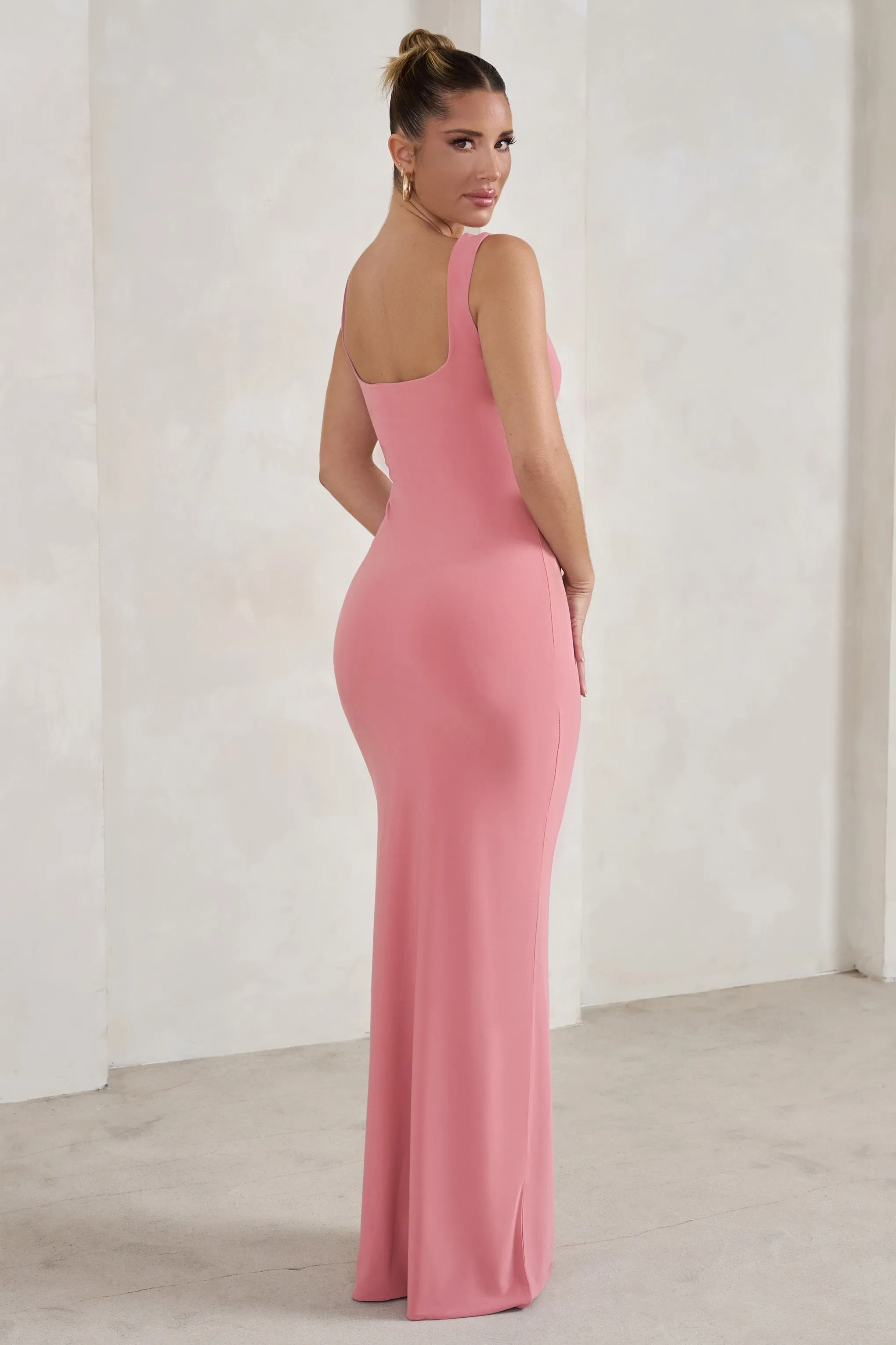 Madeline | Pink Sleeveless Thigh Split Maxi Dress