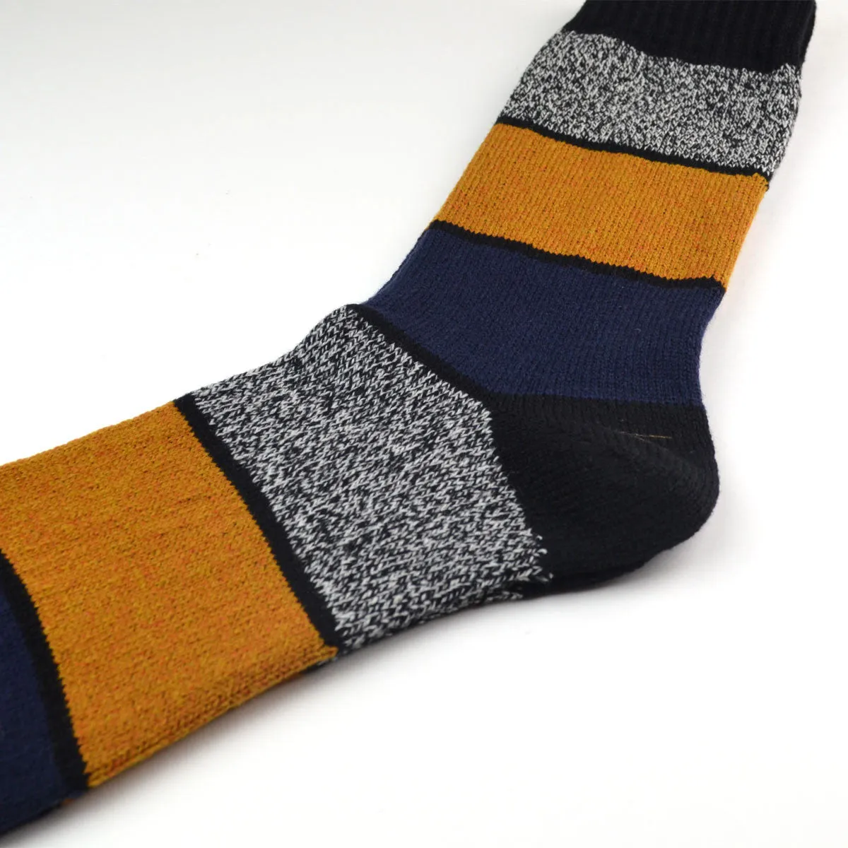 Marcomonde - Big Stripes Socks - Mustard / Black / Navy