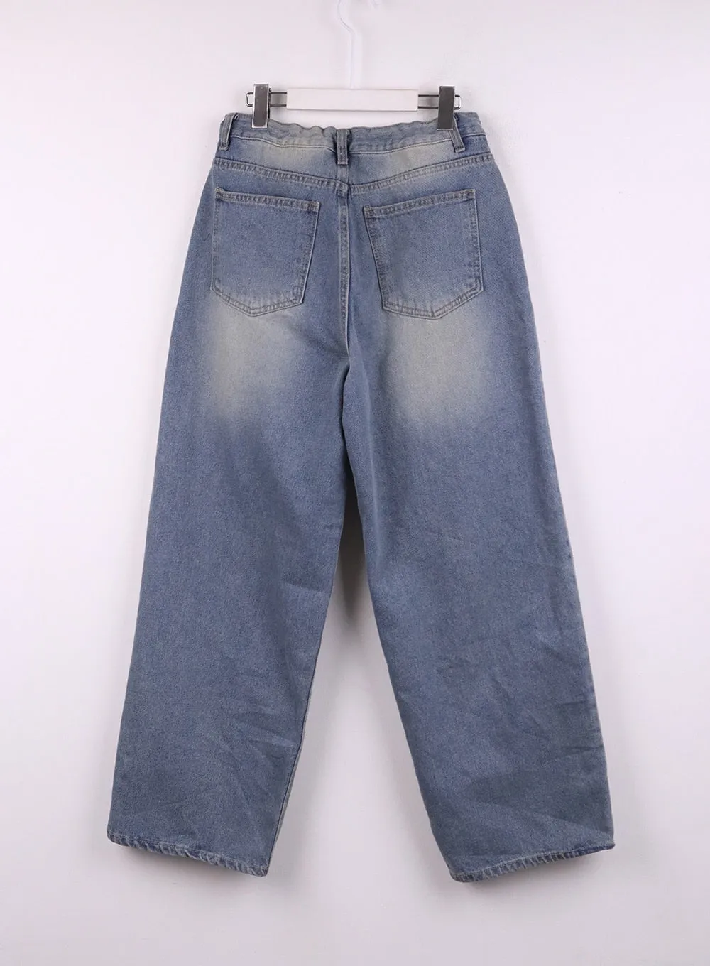 Mid Waist Wide Leg Drawstring Jeans CJ429