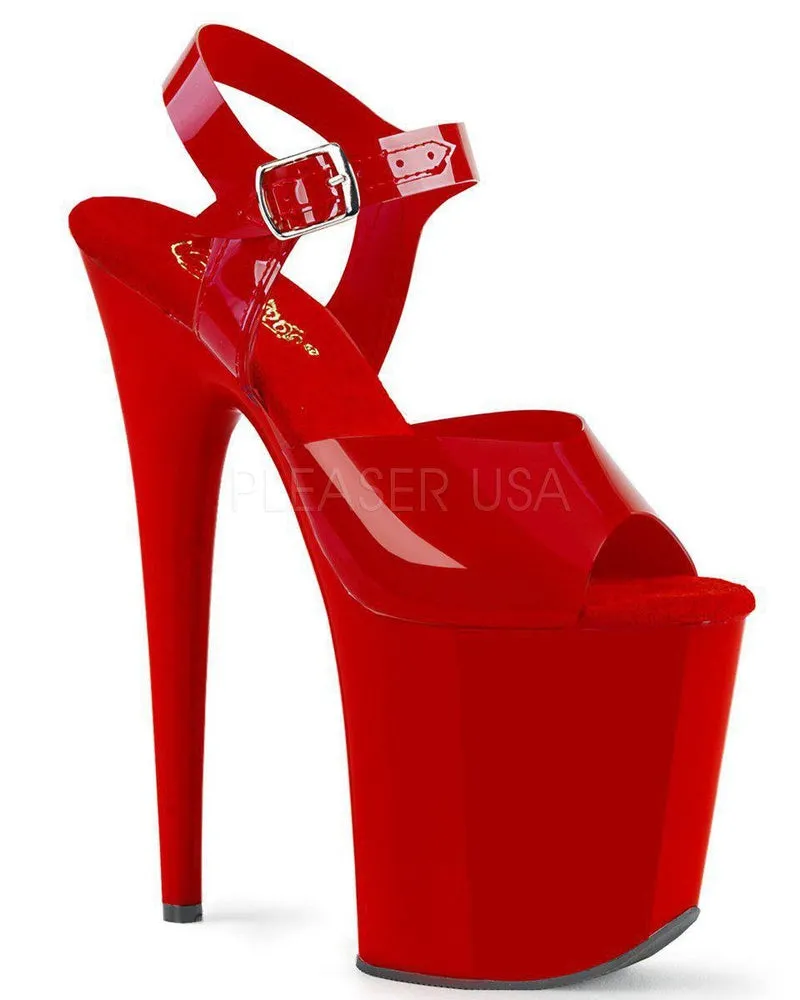 Pleaser USA Flamingo-808N Jelly-Like 8inch Pleasers - Red