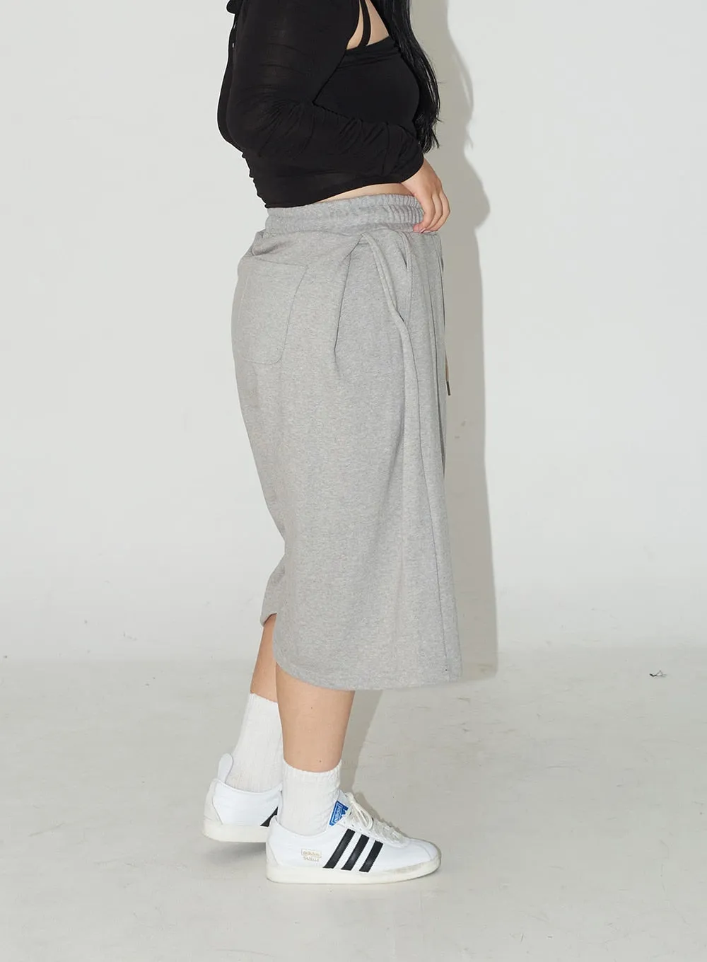 Plus Wide Leg Sweat Shorts IJ30