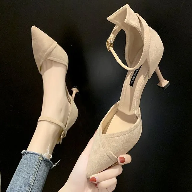 Pointy-Toe Ankle Strap Stiletto Heel Sandals cc22