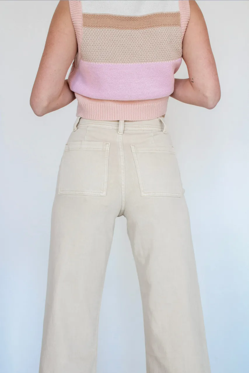 Sailor Wide Leg Jean in Beige