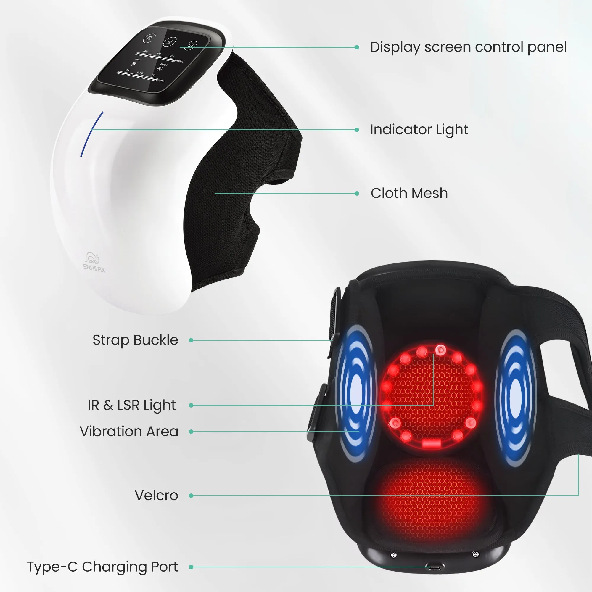 Snailax Cordless Vibration Knee Massager with 3 Heating Levels & 3 Modes - SL-530