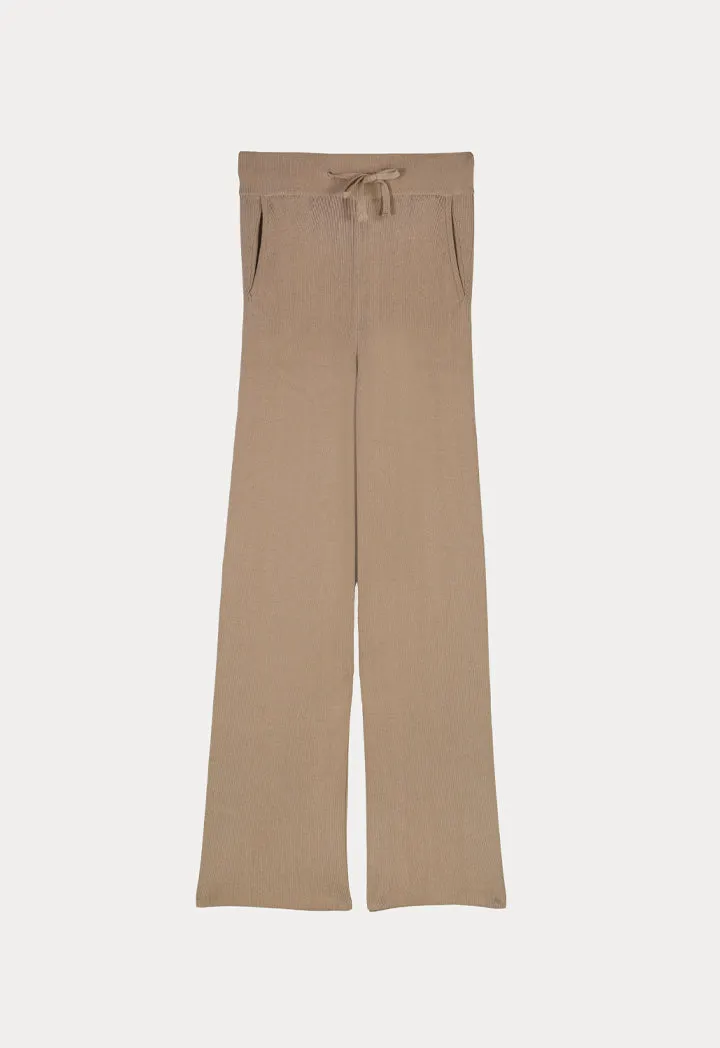 Solid Color Knitted Trouser