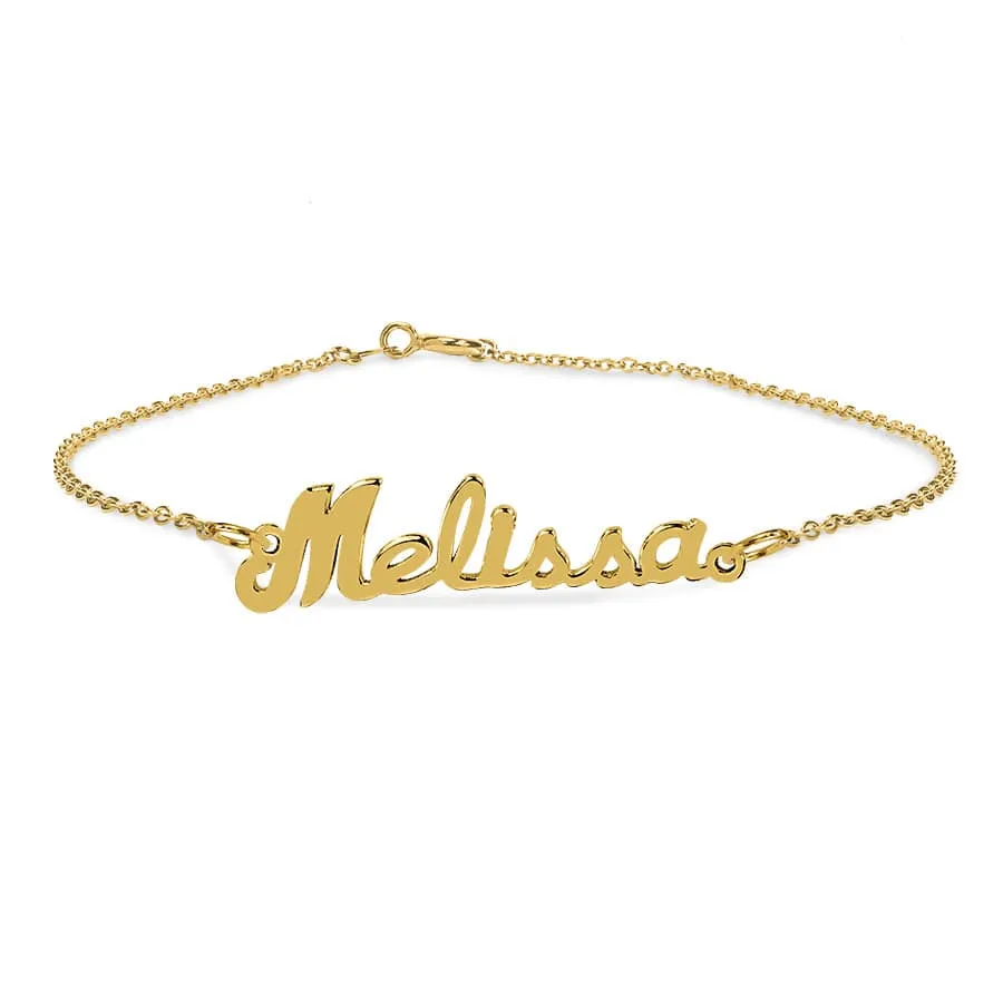 Solid Gold Mini Name Ankle Bracelet