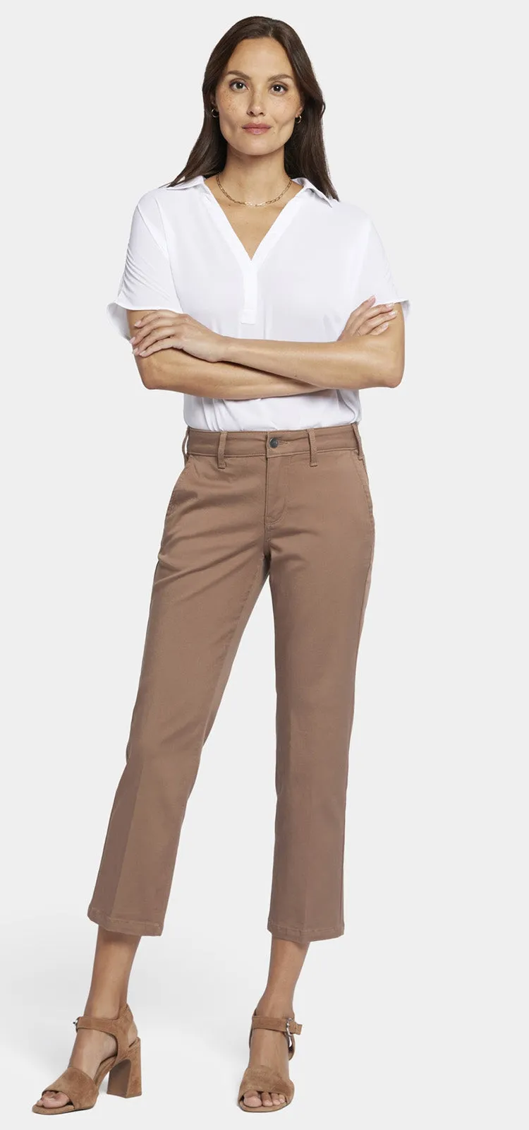 Straight Leg Ankle Trouser Bruin Stretch Twill | Baguette