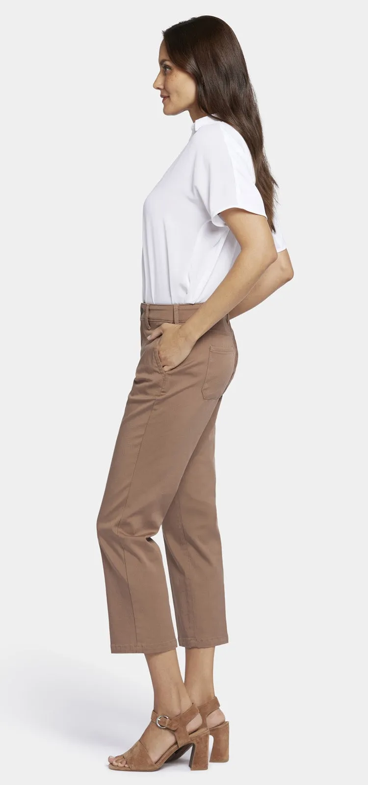 Straight Leg Ankle Trouser Bruin Stretch Twill | Baguette