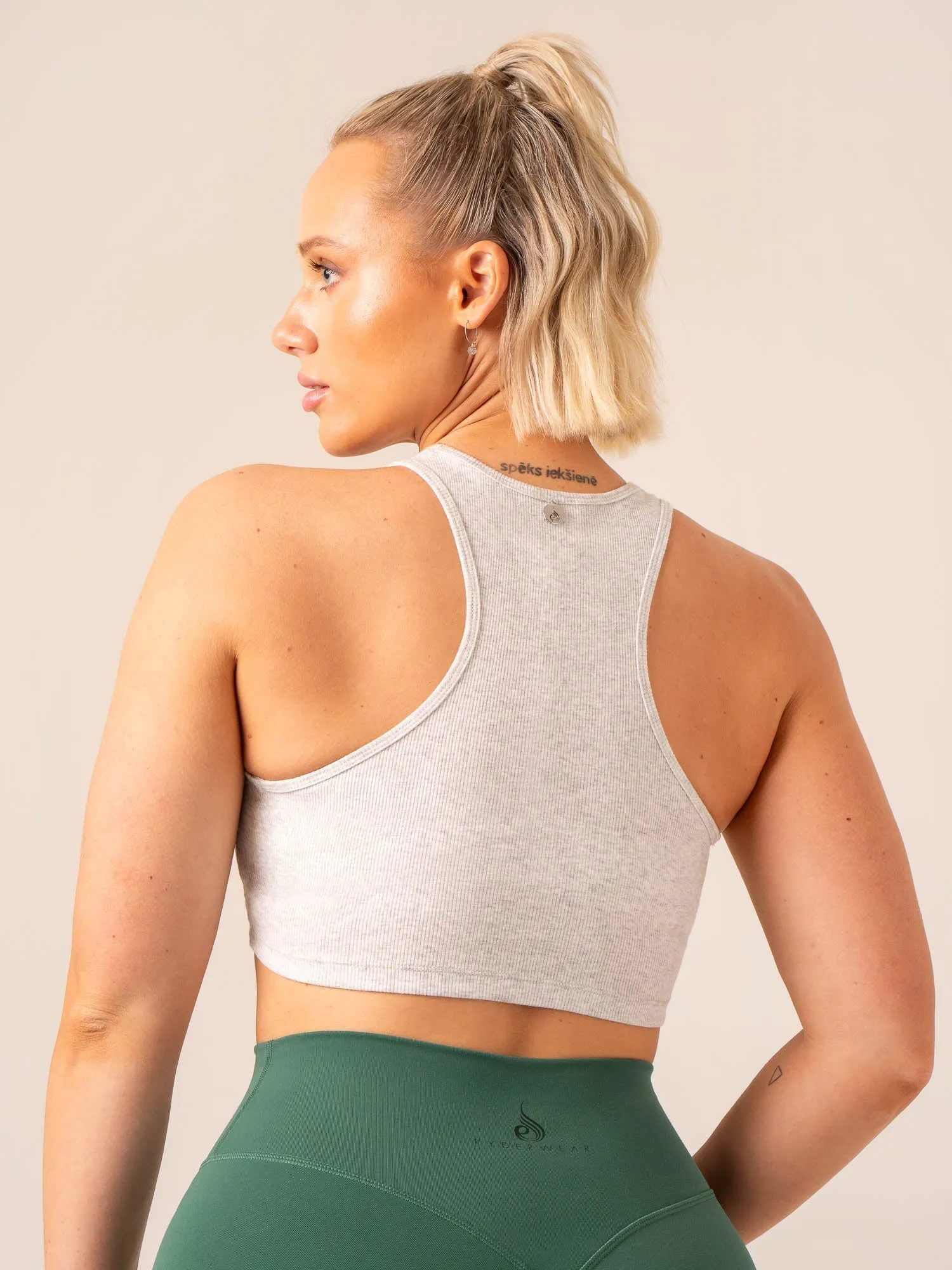 Tempo Rib Tank - Snow Grey Marl