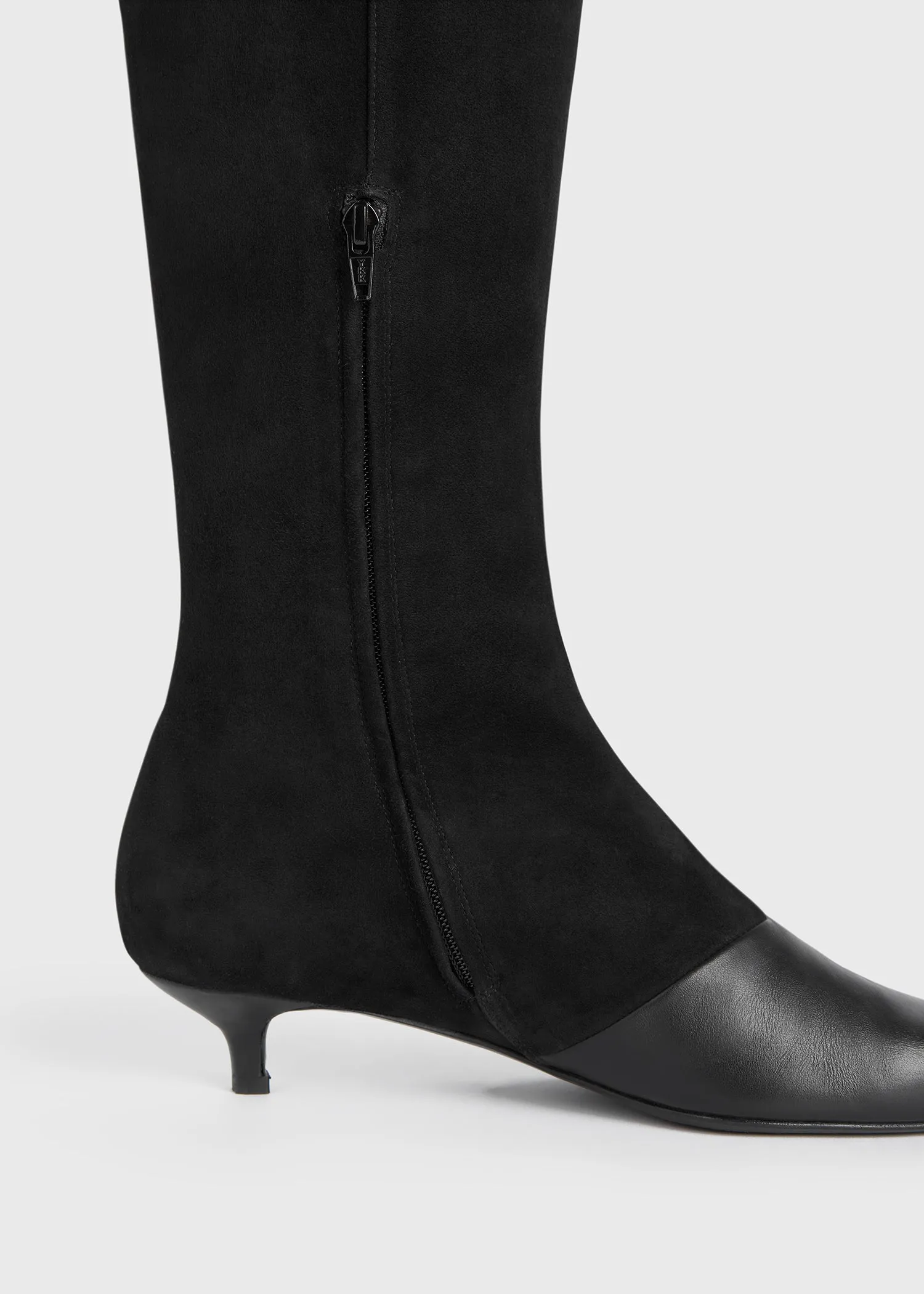 The Slim Knee-High Boot black leather/suede