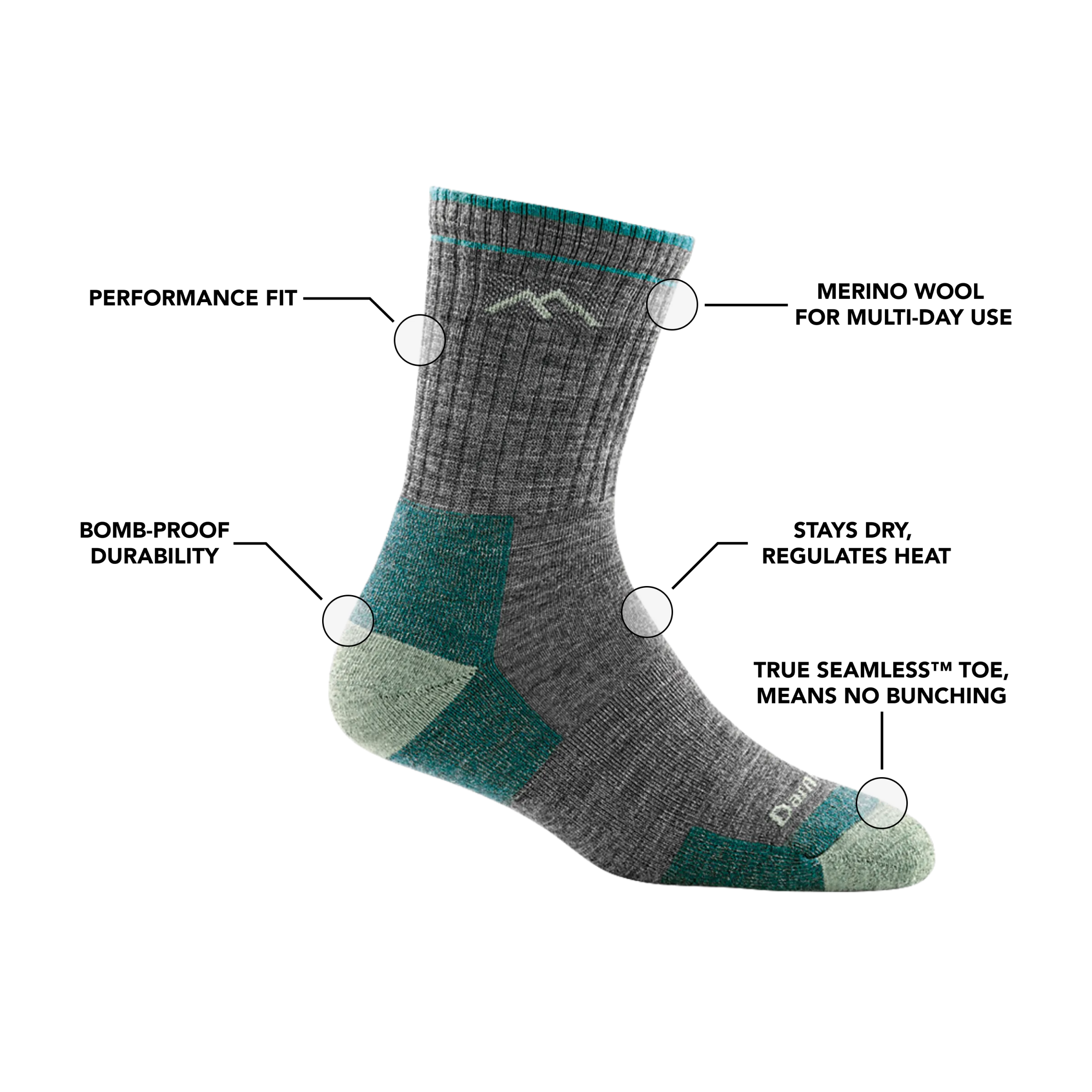 Women's Hiker Micro Crew  Midweight Hiking Sock